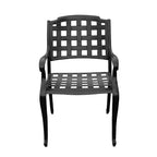 Set da pranzo per esterni da 7 pezzi con tavolo rettangolare in alluminio a rete ornata moderno da 67" e sedie a scacchiera - Nero - Oakland Living