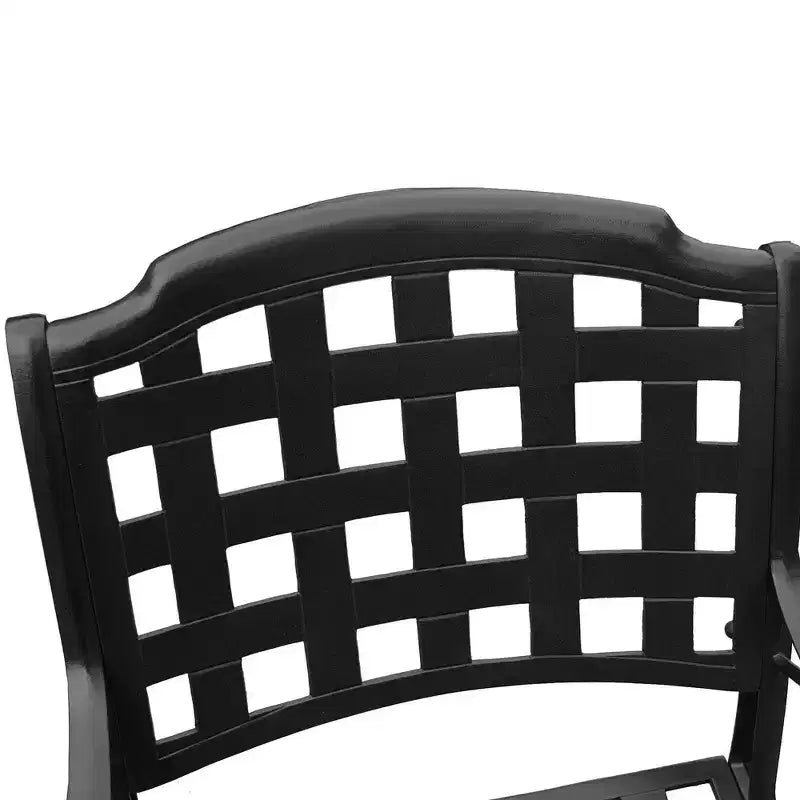 Set da pranzo per esterni da 7 pezzi con tavolo rettangolare in alluminio a rete ornata moderno da 67" e sedie a scacchiera - Nero - Oakland Living