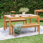 Tavolo da pranzo rettangolare Alice in legno di teak Sonoma Lane per esterni - Resistente alle intemperie, 2 fori per ombrellone