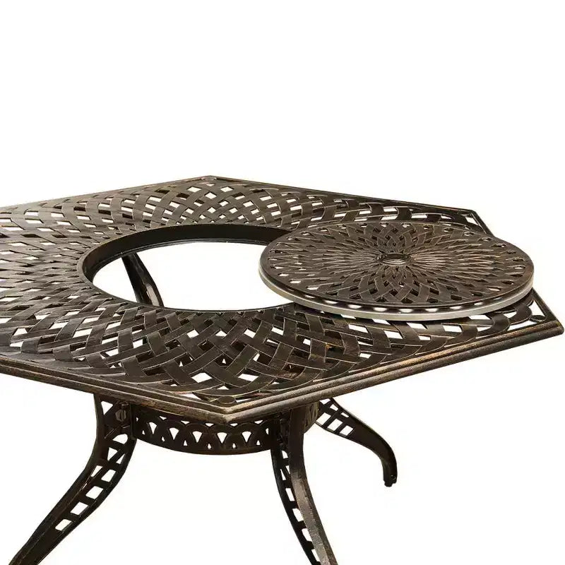 Tavolo da pranzo da esterno Oakland Living - 63" - Hexagonale - con Lazy Susan - in alluminio - Rete metallica - Stile contemporaneo - Colore bronzo