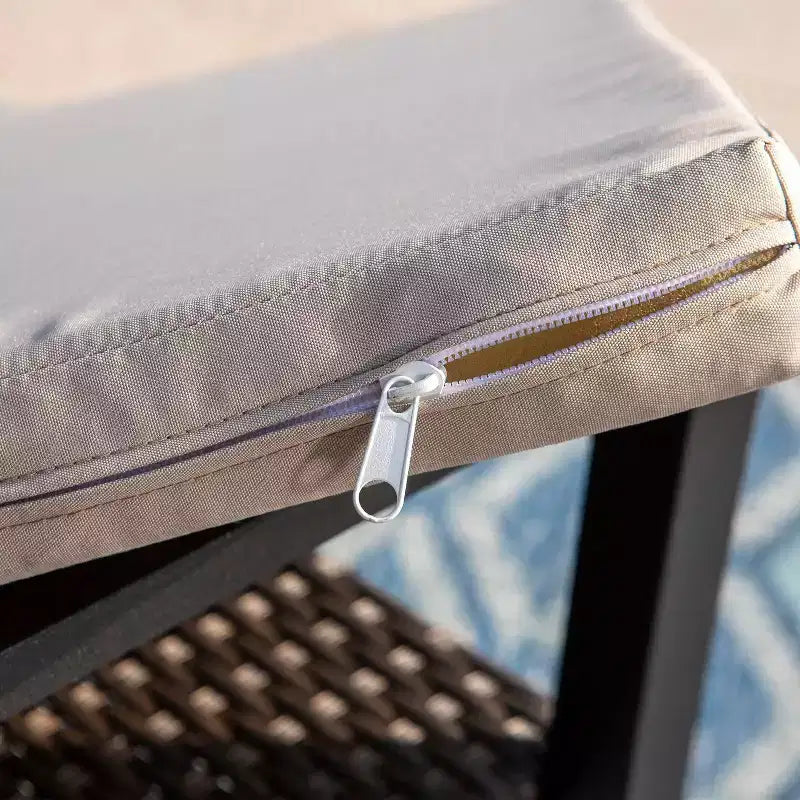 Set da pranzo da esterno 9 pz con tavolo allungabile e sedie in vimini - Beige - Captiva Designs: Telaio in acciaio verniciato a polvere, resistente alle intemperie