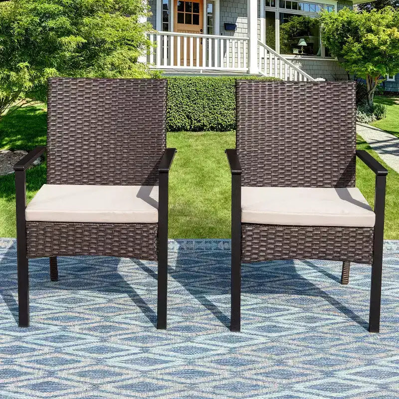Set da pranzo da esterno 9 pz con tavolo allungabile e sedie in vimini - Beige - Captiva Designs: Telaio in acciaio verniciato a polvere, resistente alle intemperie