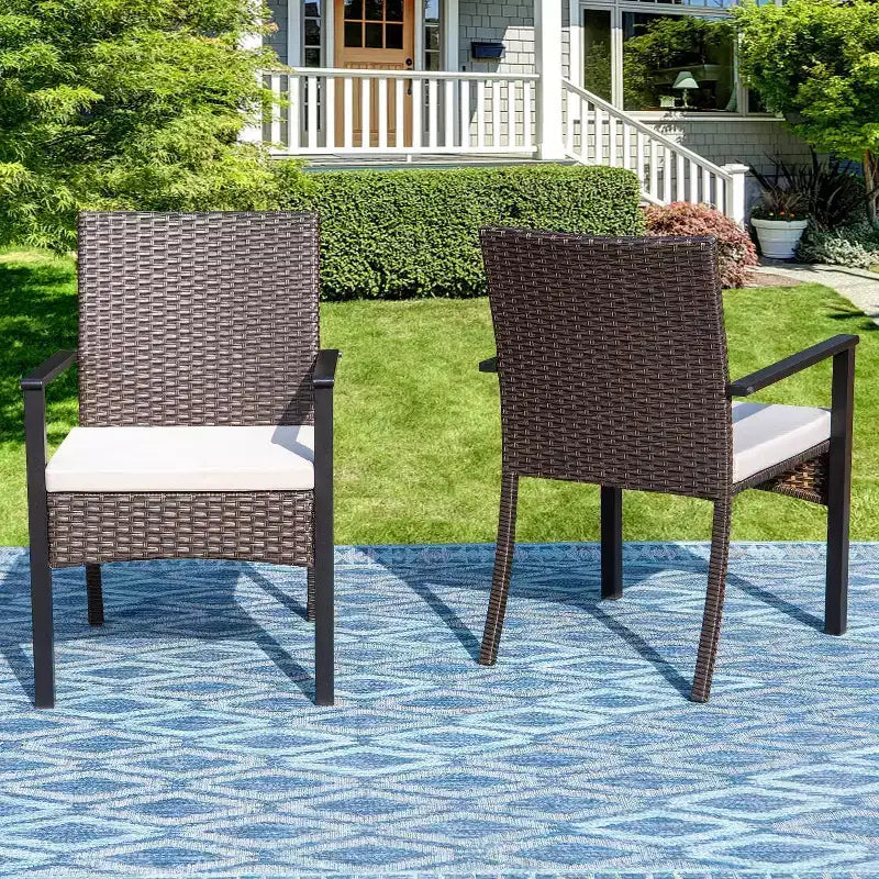Set da pranzo da esterno 9 pz con tavolo allungabile e sedie in vimini - Beige - Captiva Designs: Telaio in acciaio verniciato a polvere, resistente alle intemperie