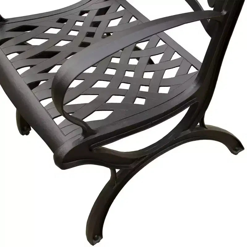 Set da pranzo da 5 pezzi per patio con tavolo rotondo in rete di alluminio da esterno decorato da 48 pollici e sedie di lusso - Nero - Oakland Living: Resistente ai raggi UV, Non pieghevole