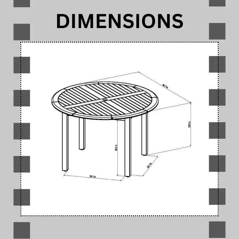 Amazonia Set da Pranzo Rotondo da Esterno Longbottom in Eucalipto 5pz Nero: Resistente alle Intemperie e ai Raggi UV