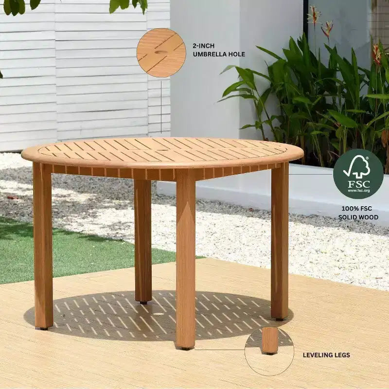 Amazonia Set da Pranzo Rotondo da Esterno Longbottom in Eucalipto 5pz Nero: Resistente alle Intemperie e ai Raggi UV