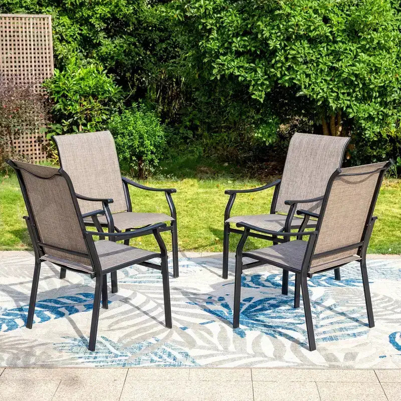 Set da pranzo da patio 5 pezzi con tavolo quadrato e poltrone imbottite - Captiva Designs