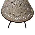 Set da pranzo da esterni da 11 pezzi con tavolo ovale contemporaneo moderno in alluminio a rete a reticolo da 95 pollici con dieci sedie - Bronzo - Oakland Living: Resistente ai raggi UV