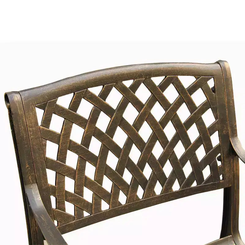 Set da pranzo da esterni da 11 pezzi con tavolo ovale contemporaneo moderno in alluminio a rete a reticolo da 95 pollici con dieci sedie - Bronzo - Oakland Living: Resistente ai raggi UV
