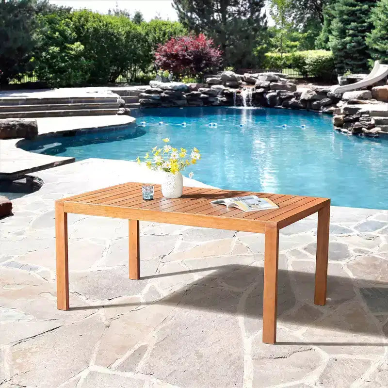 Tavolo da pranzo rettangolare da esterno Weston in legno di eucalipto - Naturale - Alaterre Furniture