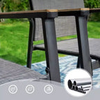 Set da patio 5 pezzi con tavolo quadrato in acciaio e sedie a fionda con struttura leggera in alluminio - Captiva Designs