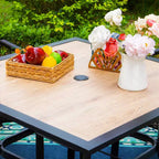 Set da patio 5 pezzi con tavolo quadrato in acciaio e sedie a fionda con struttura leggera in alluminio - Captiva Designs