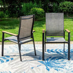 Set da patio 5 pezzi con tavolo quadrato in acciaio e sedie a fionda con struttura leggera in alluminio - Captiva Designs