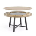 Greemotion 50.5" Lyon 3-in-1 Round Outdoor Convertible Dining Table: UV-Protected, Chess Board, Gray Frame