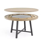 Greemotion 50.5" Lyon 3-in-1 Round Outdoor Convertible Dining Table: UV-Protected, Chess Board, Gray Frame