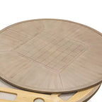 Greemotion Tavolo da Pranzo Rotondo Trasformabile 3-in-1 Lyon da Esterno 128 cm: Protezione UV, Scacchiera, Struttura Grigia