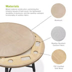 Greemotion Tavolo da Pranzo Rotondo Trasformabile 3-in-1 Lyon da Esterno 128 cm: Protezione UV, Scacchiera, Struttura Grigia