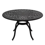 48" Modern Weave Design Mesh Aluminum Round Patio Dining Table Black - Oakland Living: Weather-Resistant Outdoor Furniture