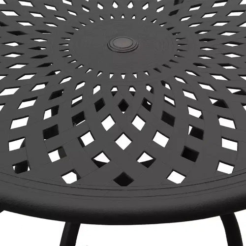 Tavolo da pranzo rotondo da esterno in alluminio con design a trama moderno, 48", nero - Oakland Living: Mobili da esterno resistenti alle intemperie