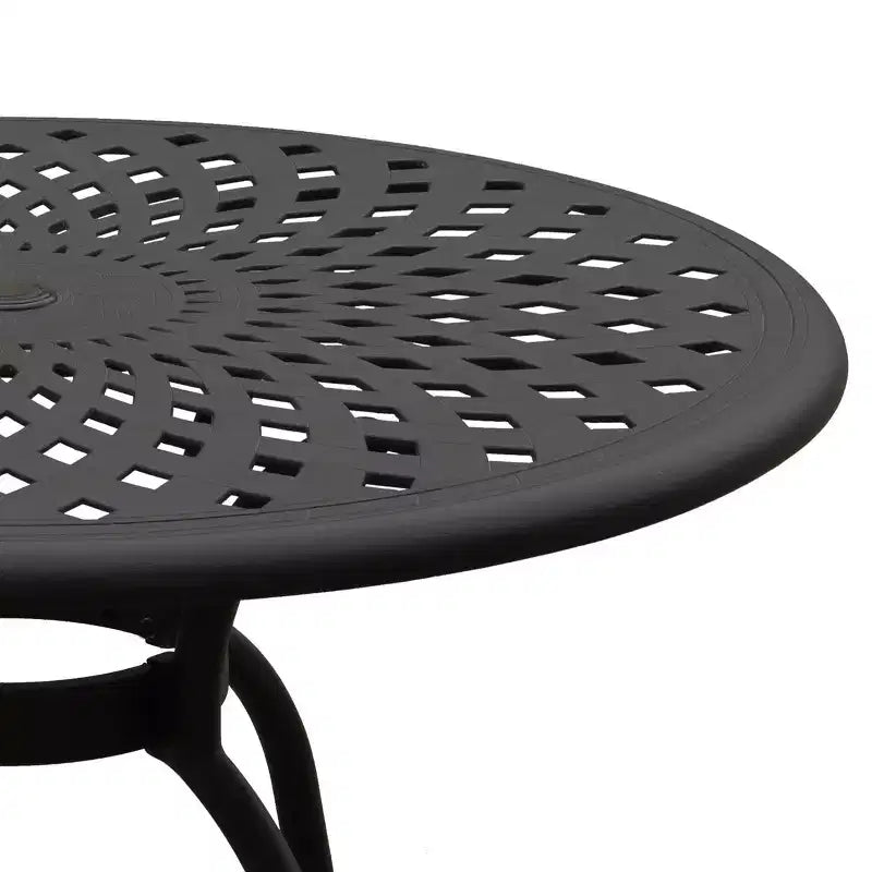 Tavolo da pranzo rotondo da esterno in alluminio con design a trama moderno, 48", nero - Oakland Living: Mobili da esterno resistenti alle intemperie