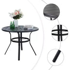 Tavolo da pranzo rotondo da patio con foro per ombrellone - Nero - Captiva Designs: Mobili da esterno resistenti alle intemperie