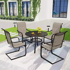 Tavolo da pranzo rotondo da patio con foro per ombrellone - Nero - Captiva Designs: Mobili da esterno resistenti alle intemperie