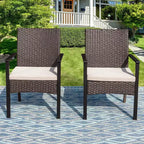 Set da pranzo per esterni 7 pezzi: tavolo in acciaio, sedie in vimini, cuscini - Captiva Designs