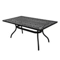 Oakland Living 68" Ornate Mesh Aluminum Rectangle. Patio Dining Table - UV Resistant, Weatherproof, Black