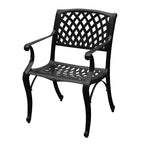 Set da pranzo Oakland Living 95" rettangolare moderno per esterni in alluminio a rete con 8 sedie a braccioli nere