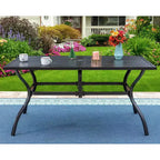 Tavolo da Pranzo Rettangolare in Acciaio per Esterni - Nero - Captiva Designs: 6 Posti, Rivestimento E-Coating, Resistente agli Agenti Atmosferici