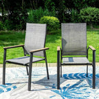 Set da pranzo da patio da 7 pezzi con tavolo rettangolare con foro per ombrellone da 1,57" e sedie con braccioli in alluminio - Captiva Designs