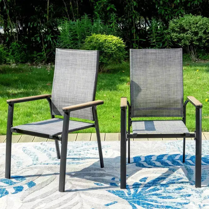 Set da pranzo da patio da 7 pezzi con tavolo rettangolare con foro per ombrellone da 1,57" e sedie con braccioli in alluminio - Captiva Designs