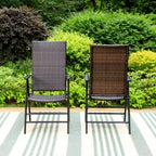 Set da pranzo da esterno 7 pezzi con sedie in vimini regolabili e tavolo in acciaio - Captiva Designs: include foro per ombrellone