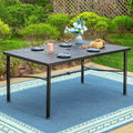 Outdoor Stainless Steel Rectangle Dining Table with Umbrella Hole - Captiva Designs: Powder-Coated, Seats 6, Weather-Resistant