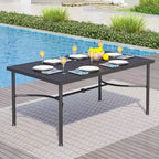 Tavolo da Pranzo Rettangolare in Acciaio Inox da Esterno con Foro per Ombrellone - Captiva Designs: Verniciato a Polvere, 6 Posti, Resistente agli Agenti Atmosferici