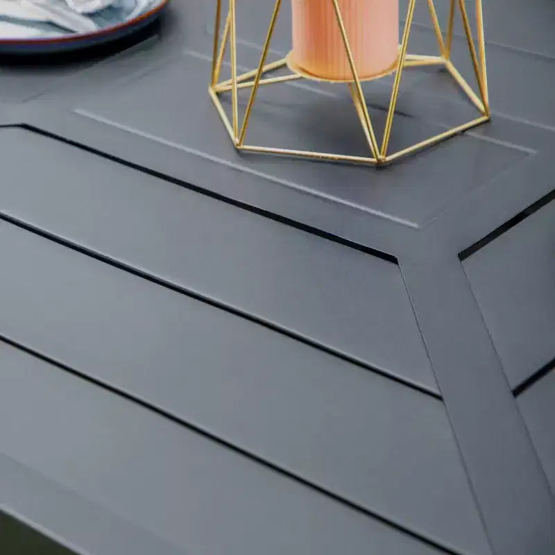 Tavolo da Pranzo Rettangolare in Acciaio Inox da Esterno con Foro per Ombrellone - Captiva Designs: Verniciato a Polvere, 6 Posti, Resistente agli Agenti Atmosferici
