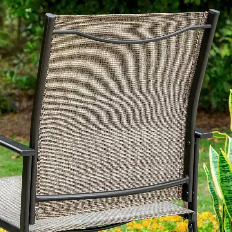 Set da pranzo da patio 5 pezzi con tavolo rotondo e sedie con braccioli in tessuto a rete - Captiva Designs: Resistente alle intemperie, struttura in acciaio
