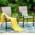 Set da pranzo da patio 5 pezzi con tavolo rotondo e sedie con braccioli in tessuto a rete - Captiva Designs: Resistente alle intemperie, struttura in acciaio