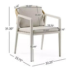 Christopher Knight 7 pz Home Jasmine Set da pranzo per esterni a 6 posti con struttura in ferro e legno di acacia