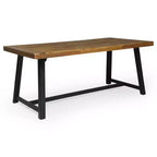 Christopher Knight 7 pz Home Jasmine Set da pranzo per esterni a 6 posti con struttura in ferro e legno di acacia