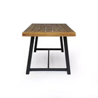 Christopher Knight 7 pz Home Jasmine Set da pranzo per esterni a 6 posti con struttura in ferro e legno di acacia