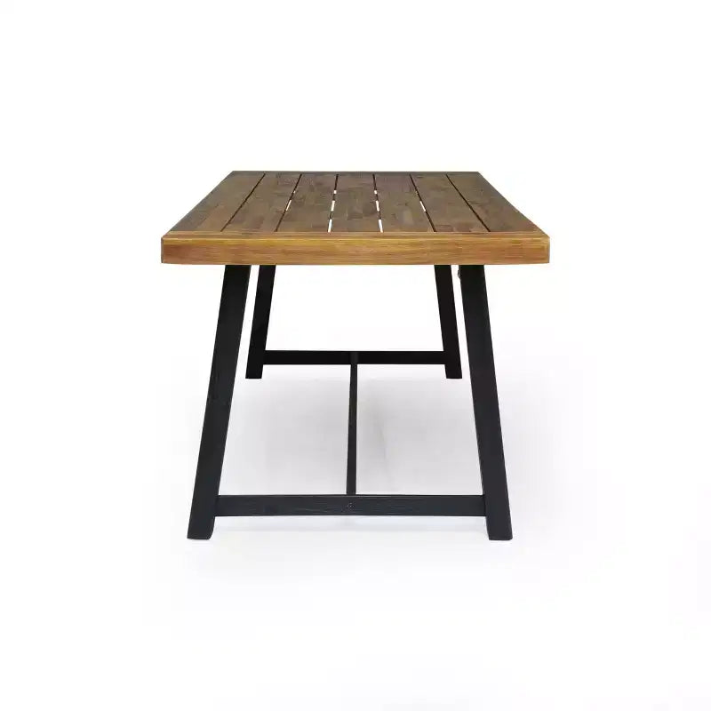 Christopher Knight 7 pz Home Jasmine Set da pranzo per esterni a 6 posti con struttura in ferro e legno di acacia