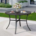42" Outdoor Stainless Steel Round Dining Table - Captiva Designs: Umbrella Hole, E-Coating
