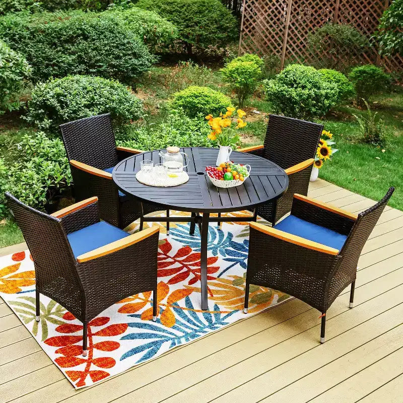 Tavolo da pranzo rotondo da esterno in acciaio inossidabile da 42" - Captiva Designs: Foro per ombrellone, rivestimento e-coating