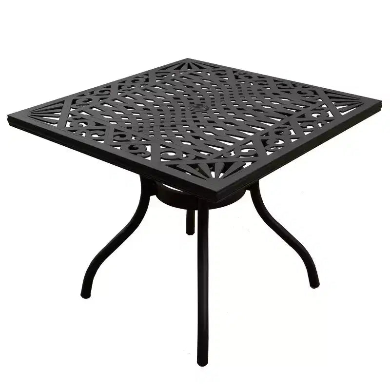 37" Ornate Aluminum Square Patio Dining Table - Black - Oakland Living: UV & Weather-Resistant
