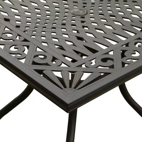 Tavolo da pranzo quadrato da patio ornamentale in alluminio da 37" - Nero - Oakland Living: Resistente ai raggi UV e alle intemperie
