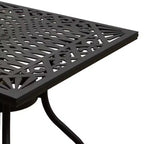 Tavolo da pranzo quadrato da patio ornamentale in alluminio da 37" - Nero - Oakland Living: Resistente ai raggi UV e alle intemperie