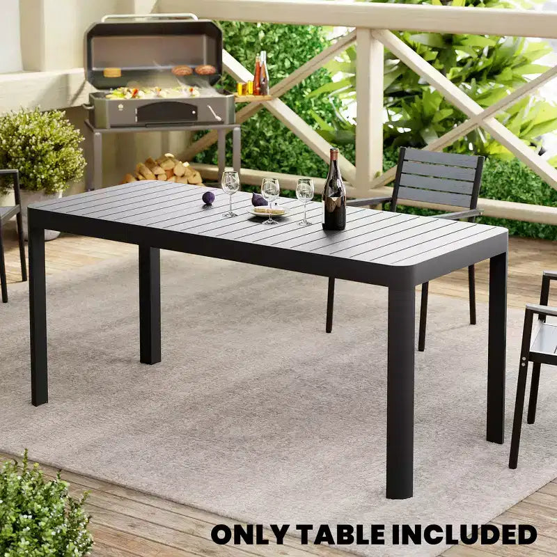 Crestlive Products 4-6 Person Rectangular & Expandable Aluminum Outdoor Dining Table Gray