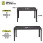 Crestlive Products Tavolo da pranzo da esterno rettangolare ed espandibile in alluminio per 4-6 persone, grigio