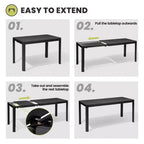 Crestlive Products Tavolo da pranzo da esterno rettangolare ed espandibile in alluminio per 4-6 persone, grigio
